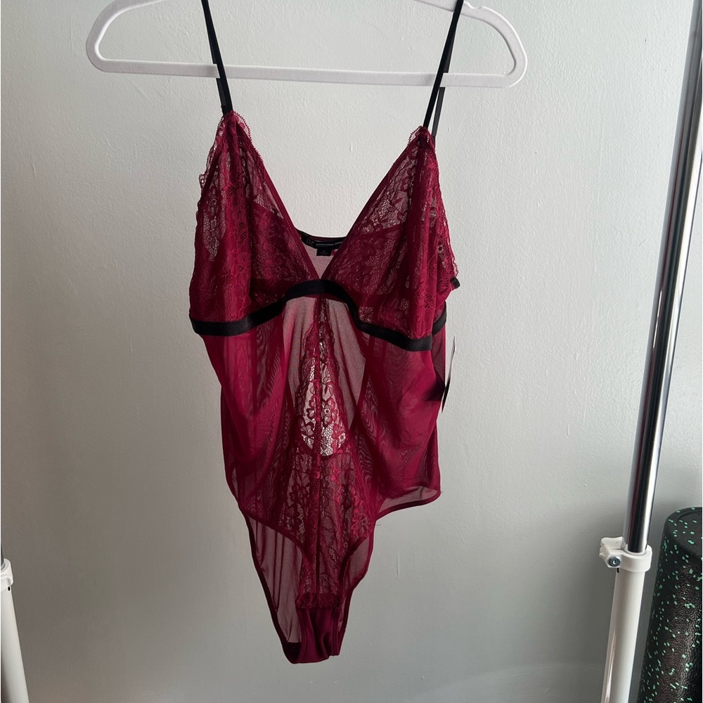 NWT INC intimates Maroon lace bodysuit